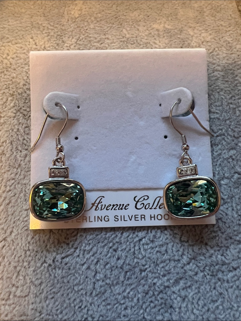 Fifth Avenue Collection Teal Crystal Silver Drop Earrings